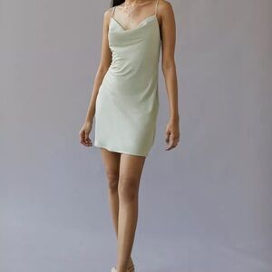 Sleek Light Green Slip Dress Urban Outfitters
